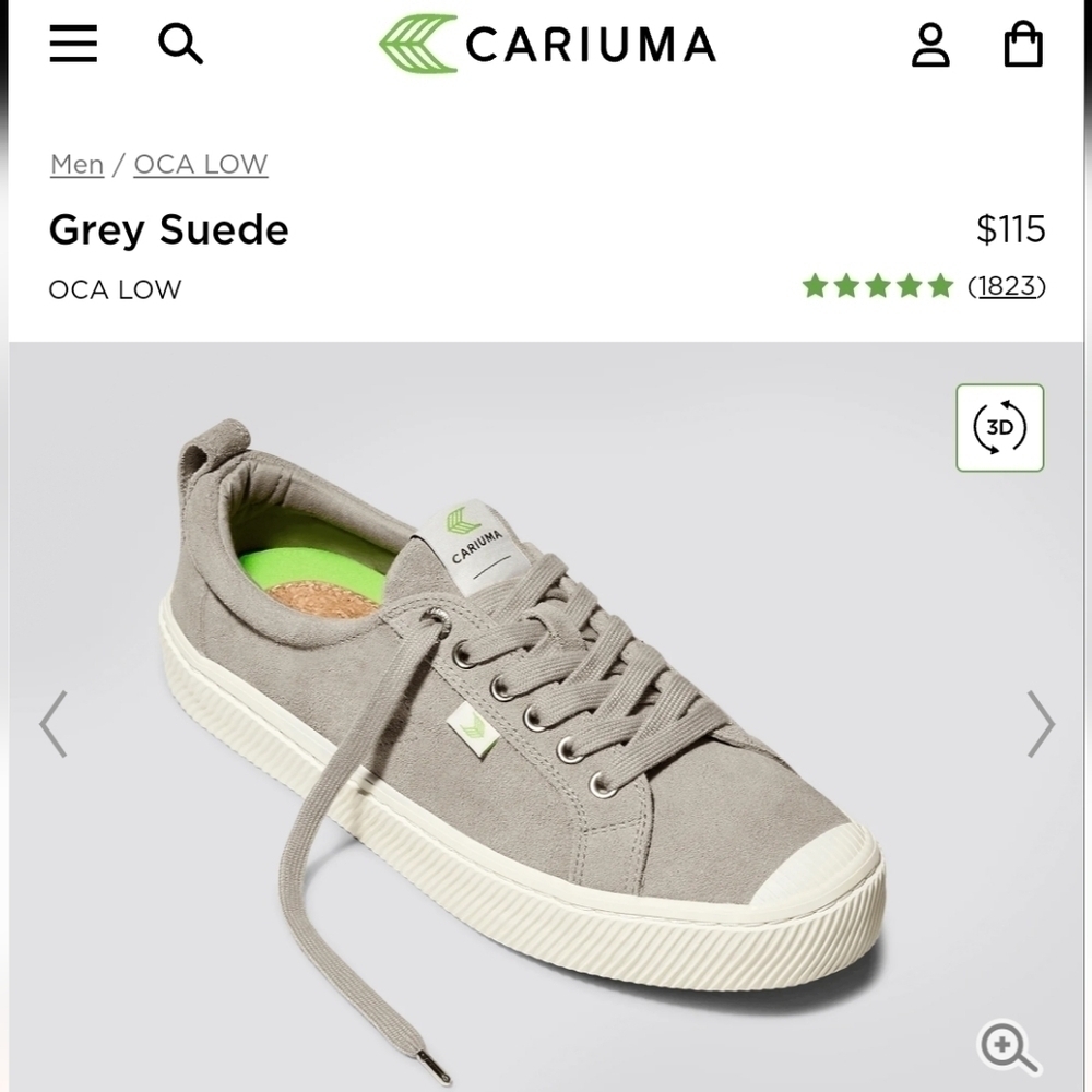 CARIUMA OCA Low Cloud Grey Suede Sneakers - Size 8.5 Womens 7 Mens